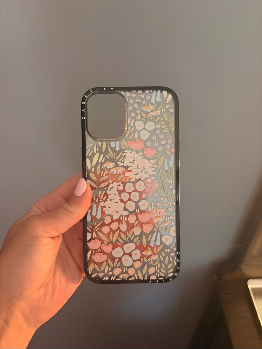 Casetify Clear Floral Phone Case with Pink and Gold Accents